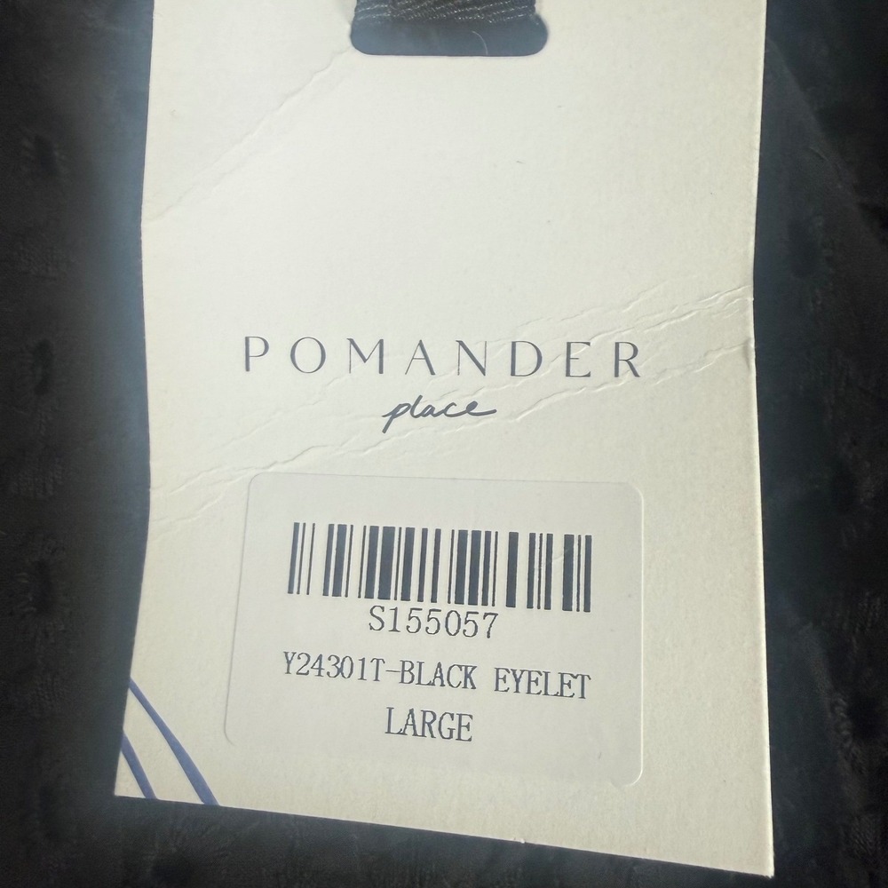 Pomander Place Eyelet Shorts Womens Large Black Cotton Boho Ruffle Y24301T New - Picture 3 of 11
